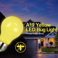 Ampoule LED jaune anti-insectes A19 5W 6W 8W 9W 530-590nm CRI 90+ Dimmable pour Porche Patio Jardin