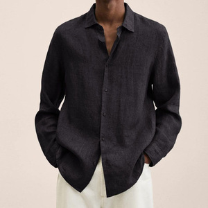 Camicia Casual da <span class=keywords><strong>Uomo</strong></span> in Maglia di Cotone a Maniche Lunghe con Scollo a V, Tinta Unita, Traspirante, Vestibilità Ampia, Semplice, per la Primavera - Ingrosso di Fabbrica - Product Image 4