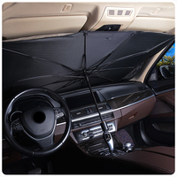 Pare-soleil de voiture de type parapluie pliant en tissu titane argent 190T personnalisé pour bloquer la lumière UV parapluie de voiture pour pare-brise avant de voiture