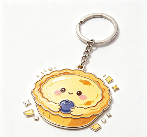 <b>Cute</b> Pie Enamel Metal Key Chain Pendant Silver Tone Food <b>Keyring</b> Gift Accessory - Product Image 3