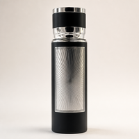 Flacon de parfum vide en verre de 250 ml, noir mat, cylindrique avec bouchon argenté, style arabe, flacon de luxe rechargeable en gros