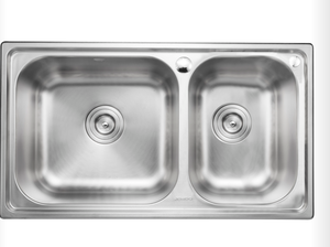 Jomoo bát đôi thép không gỉ bồn rửa nhà bếp dưới/trên truy cập hình chữ nhật thiết kế đồ họa hiện đại 3D mô hình 5 năm bảo hành - Product Image 2