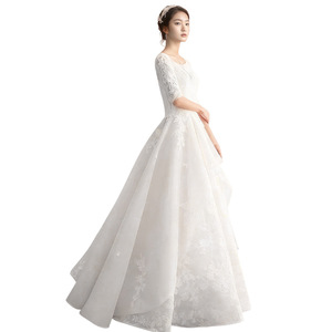French Style Wedding Dress V Neck A Line Milky Color Simple Elegant Bridal Gown For Petite Women - Product Image 5
