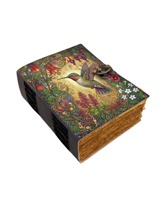 Carnet de notes en cuir fait main motif colibri, journal de la nature, carnet de notes floral vintage, cadeau pour les amoureux des oiseaux, pour femmes, artistes, écrivaines - Product Image 2