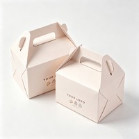 Cajas plegables para pasteles de papel blanco, biodegradables, de calidad alimentaria, para galletas y bizcochos, con asa, directamente de fábrica.
