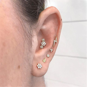 Boucles d'oreilles clous en argent sterling ROXI S925, motif simple serti de diamants, bijoux turcs - Product Image 4