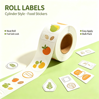 Étiquettes personnalisées en vinyle pour aliments, résistantes à l'huile, conformes aux normes alimentaires, en rouleau, prédécoupées pour boulangerie, snacks, boissons, bougies