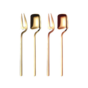 Juego de tenedores y cucharas para postre de acero inoxidable 304, forma plana, herramientas reutilizables para café y té - Product Image 5