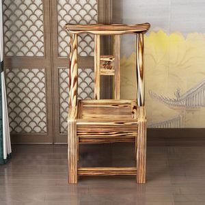 Chaise de salle à manger en bois de pin massif, style rustique à l'ancienne, pour personnes âgées - Product Image 1