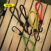 Corde élastique de fixation au sol pour extérieur, 15 cm, en caoutchouc, pour auvent, avec crochet simple, en fil de polyester de 6 mm