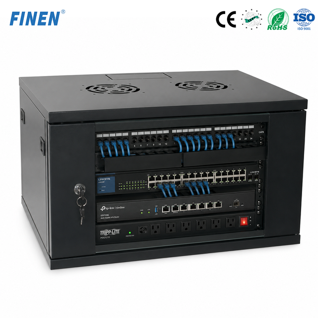 OEM Custom Wall Mounted Network Enclosure Cabinet 4U 6U 9U 12U SPCC Tempered Glass Door Server Rack for CCTV Security System