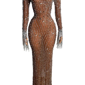 Vestido de Noche Largo con Flecos de Cristal Brillante, Nuevo Modelo de Verano 2025, Vestido de Fiesta de Lujo para Celebridades, Vestido de Gala con Lentejuelas - Product Image 6