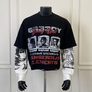 Hip Hop Baumwolle Doppels chicht Waffel Boxy Crop Custom Plain Overs ize Dtg Druck Thermal Langarm Street Wear T-Shirt für Männer - Product Image 1