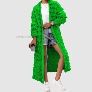 New Trendy Solid Color Long Sleeve Knitted Tassel Sweater Women <b>Cardigan</b> Casual Eco-Friendly Fashion - Product Image 1