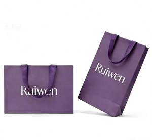Sacs en papier kraft personnalisés de luxe pour magasins de détail, sacs cadeaux imprimés avec ruban, emballages pour bijoux, promotions, logo - Product Image 5