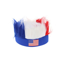 Perruque bandeau drapeau du Danemark, perruque synthétique colorée aux couleurs du drapeau national, casquette perruque pour supporters de football, idéale pour les événements sportifs et les fêtes.