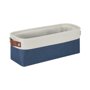 Panier de rangement rectangulaire pliable écologique en corde de coton tressée avec poignées en cuir pour vêtements et jouets - Product Image 1