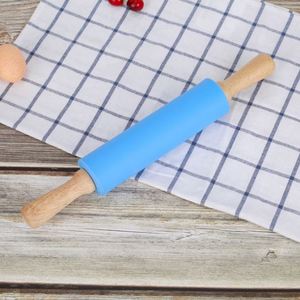 Custom Kitchen Gadgets 2024 Kids Mini Medium Large Size Chsristmas Embossed <b>Silicone</b> Solid Wood Rolling Pin for Baking - Product Image 5