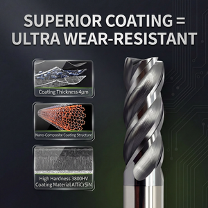 Ultra-Fine Grain Carbide <strong>End</strong> <strong>Mill</strong> HRC55/65 4 Flute Flat Nose High Precision CNC Milling Cutter <strong>Manufacturer</strong> Direct - Product Image 6