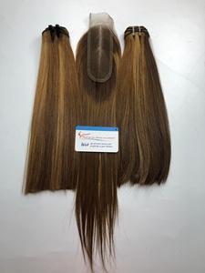 Faisceau droit d'os de couleur claire élevée Ombre avec fermeture Extensions de cheveux humains de haute qualité Os droit cheveux bruts vietnamiens - Product Image 3