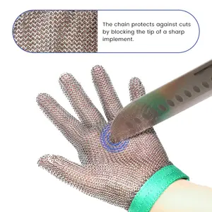 Chainmail Cut Resistant Butcher Glove Anti-cutting 5 Fingers Stainless Steel Manufacturer Safety Work Proof Mesh Slaughterhouse