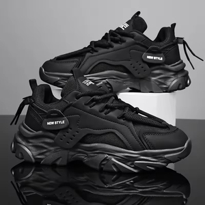 Zapatos Casuales de Verano para Hombre, Cómodos, con Suela Gruesa, con Cordones, Diseño de Malla Transpirable, Estilo para Caminar, Blanco y Negro - Product Image 3
