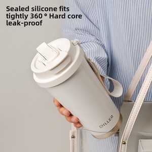 DILLER Isolierter Kaffeebecher für Frauen mit Keramik-Innenfutter, Tragbarer Thermobecher mit Strohhalm, Sturzsicherer Geschenkbecher mit Individualisierungsoption - Product Image 5