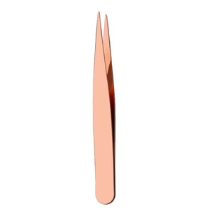 Rose Gold Stainless Steel Tweezers Flat Pointed Slanted Heads Precision Grip <b>Tool</b> for Eyebrow Eyelash Grooming - Product Image 5