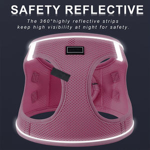HIPHOPPET tidak ada tarik Step-in tali kekang anjing dengan Set reflektif jaring lembut dapat disesuaikan rompi untuk anak anjing kecil besar dan kucing - Product Image 4