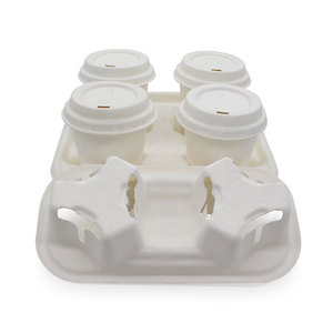 Wholesale Disposable Coffee Biodegradable <strong>Paper</strong> <strong>Cup</strong> White Holder Takeaway Carry Tray for <strong>2</strong> or 4 <strong>Cups</strong> - Product Image 4