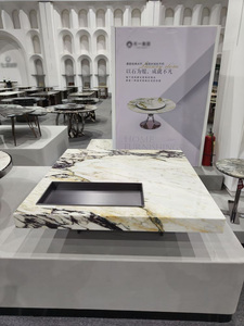 Table à manger en marbre Calacatta Viola italien sur mesure, design moderne, finition polie, pour usage hôtelier, garantie à vie - Product Image 2
