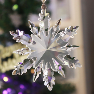 Customized Engraved Logo 100mm K9 High Quality <b>Crystal</b> Snowflake Christmas Tree Ornament with UV Printing Techniques - Product Image 6