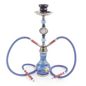 Cachimba árabe <span class=keywords><strong>de</strong></span> tamaño mediano con doble manguera, juego completo <span class=keywords><strong>de</strong></span> accesorios estilo barra, tubo <span class=keywords><strong>de</strong></span> metal esmerilado en stock para exportación. - Product Image 1