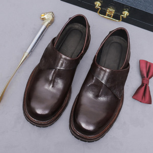 English retro handmade leather <b>boot</b> with genuine cowhide and <b>water</b>-washed leather.brand one-piece slip-on casual shoe for lazy - Product Image 4