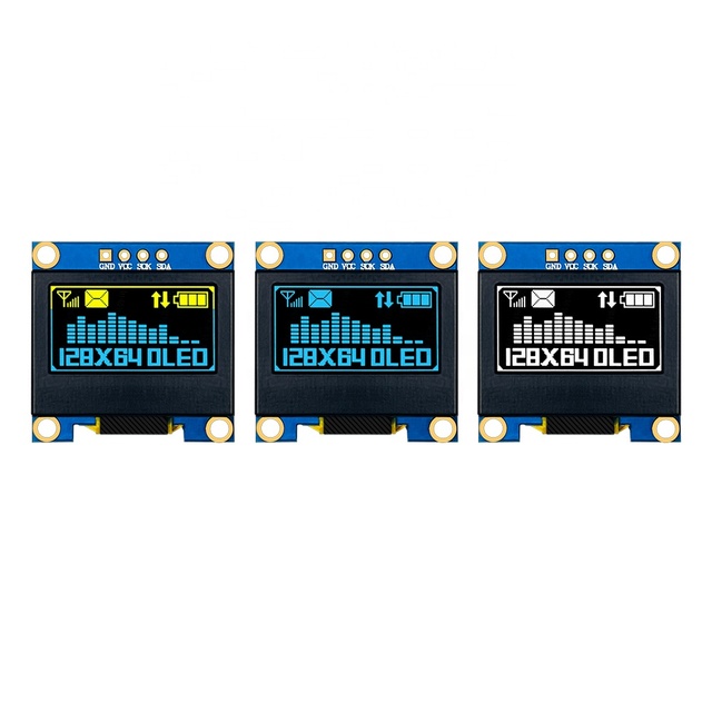QTSS High Quality 0.96" PMOLED Screen Module 128x64 SSD1306 OLED IIC Square Design Multi-color Small E-Paper Display Screen for