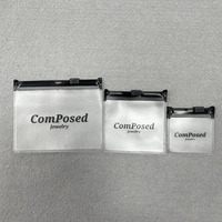Bolsas de joyería con cierre de cremallera personalizadas de lujo, bolsa de joyería con cremallera de plástico transparente esmerilado, embalaje con logotipo, bolsas para pendientes de maquillaje
