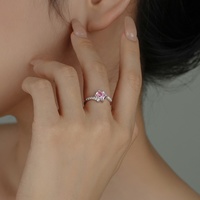 Femme 925 Argent Bleu rose Grand Diamant ZIRCON Déclaration Glacé Pierre Colorée Bagues de Luxe Ajustable pour Femme