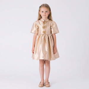 Ensemble <span class=keywords><strong>jupe</strong></span> et chemisier doré scintillant deux pièces personnalisé pour filles, nouvelle robe d'été style western, assorti grande sœur petite sœur, ODM - Product Image 3
