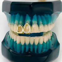 Un Juego de Dientes de Oro Irregulares con Diamantes Completos, Estilo HIPHOP, Súper Brillantes, para Hombre, para Halloween