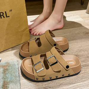 Sandalias de Plataforma de Verano para Mujer, Antideslizantes, Transpirables, con Suela de Goma Suave, Plataforma Alta, Doble Correa, Versátiles - Product Image 3