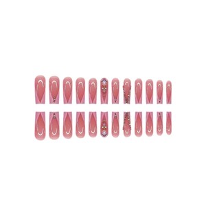 <span class=keywords><strong>Faux</strong></span> Ongles Détachables Polyvalents en <span class=keywords><strong>Marbre</strong></span> Français Scintillant Rose Diamant en Forme de Cœur, Application Classique pour Doigts et Ongles des Pieds – Vente en Gros - Product Image 5