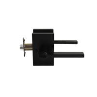 Ensemble de poignées de porte à levier noir mat avec serrure à clé et rosette carrée pour porte d'entrée principale en bois – Vente en gros