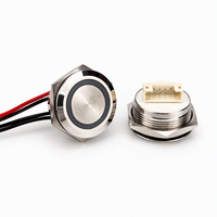 Interrupteur à bouton-poussoir tactile en acier inoxydable, anneau LED éclairé, IP65, 12 mm, 16 mm, 19 mm, 22 mm, pour équipement électrique