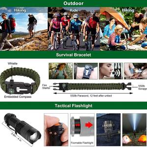 Kit de supervivencia al aire libre, herramienta multifunción compacta de aleación de aluminio de 21x11x5,5 cm, equipo de emergencia para acampar con brújula, cuchillo y linterna - Product Image 2