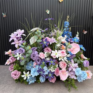 Nouveauté Arche florale rose bleue violette Arrangement <span class=keywords><strong>de</strong></span> fleurs artificielles Toile <span class=keywords><strong>de</strong></span> fond <span class=keywords><strong>de</strong></span> mariage Arche en forme <span class=keywords><strong>de</strong></span> corne pour la décoration d'événements d'anniversaire - Product Image 6