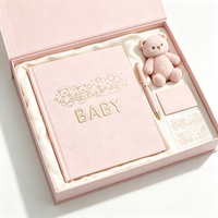 Journal de souvenirs pour bébé en lin avec couverture rigide, logo personnalisé en feuille d'or, cadeau de naissance, carnet