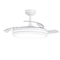 24W E26 E27 Prise 5 Lames Ovales Changement de Couleur Télécommande Mini Ventilateur Ampoule Ventilateur de Plafond de Lumières