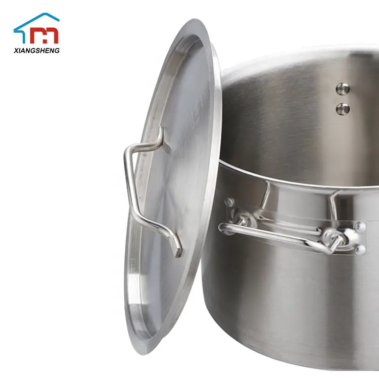 Industri Komersial Besar 304 Panci Stainless Steel Memasak Jarak Lebih Hangat Set Grosir Panci Sup dan Stok