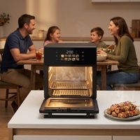 Four à air chaud électrique 10L avec écran tactile numérique, construction en acier inoxydable, design luxueux, utilisation en extérieur, économie d'énergie