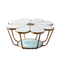 Table basse moderne nordique minimaliste en marbre, design de luxe avec cadre en acier inoxydable pour salon, petite taille